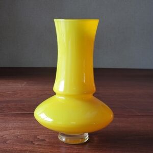 Yellow Clear Cased Glass Vintage MCM Åseda Glasbruk Vase by Bo Borgstrom Sweden